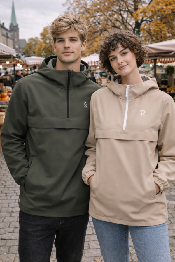 WunschStoff – Originals Wasserdichte, Unisex-Windjacke mit Viertel-Reißverschluss